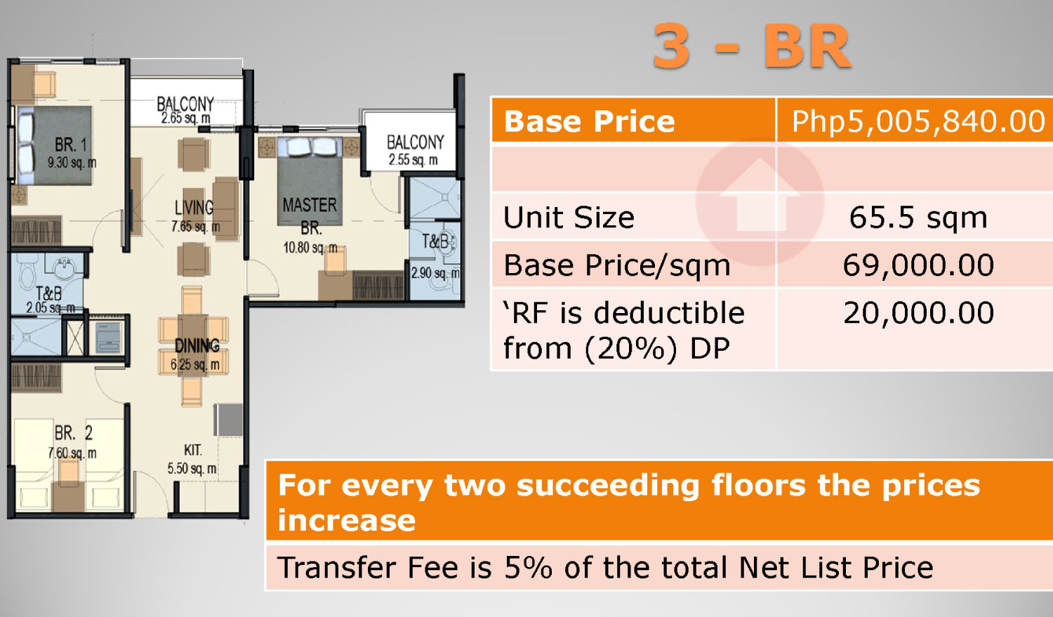 floor plan of 3 bedroom unit