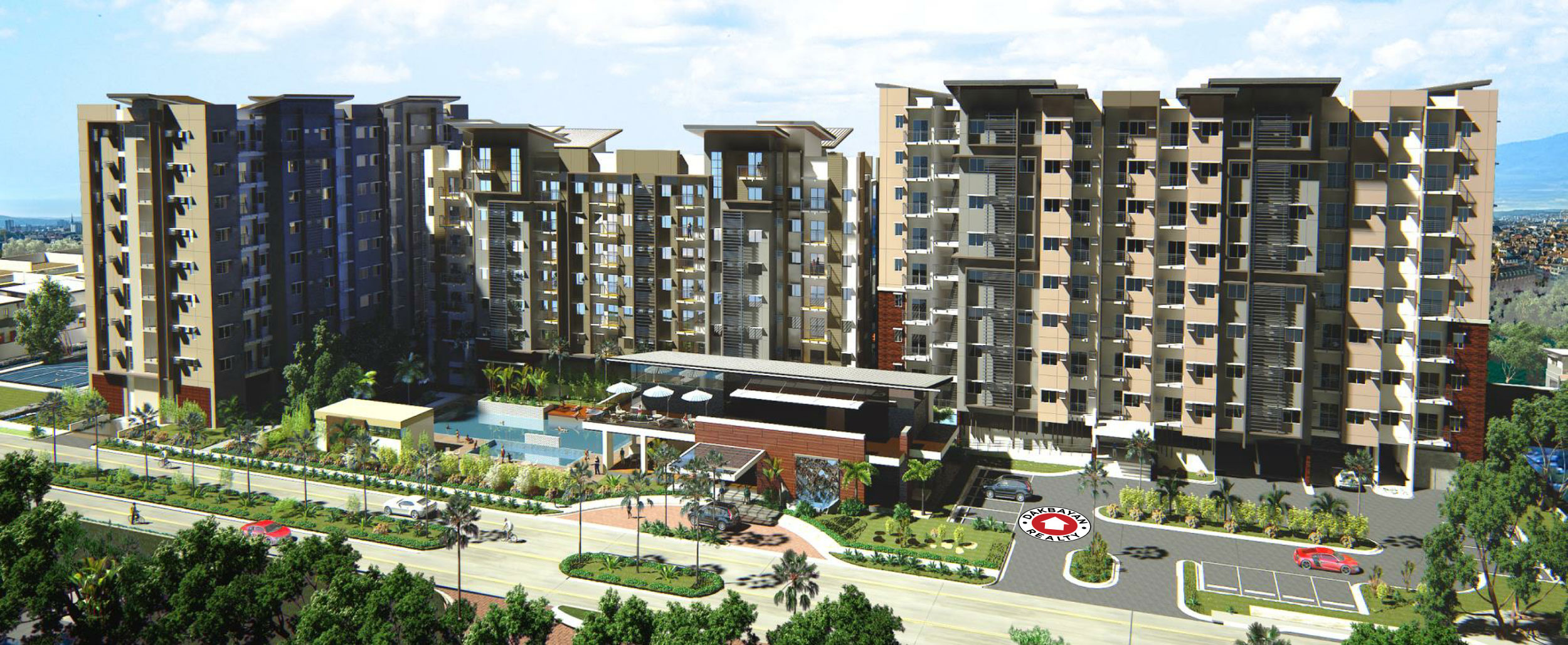 aerial view of architect's rendering of the residences condo project